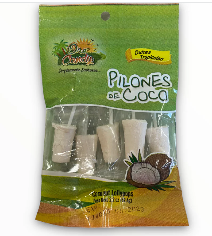 Oro Candy Coconut Lollipops Pack of Handcrafted Puerto Rico Sweets in Colorful Packaging