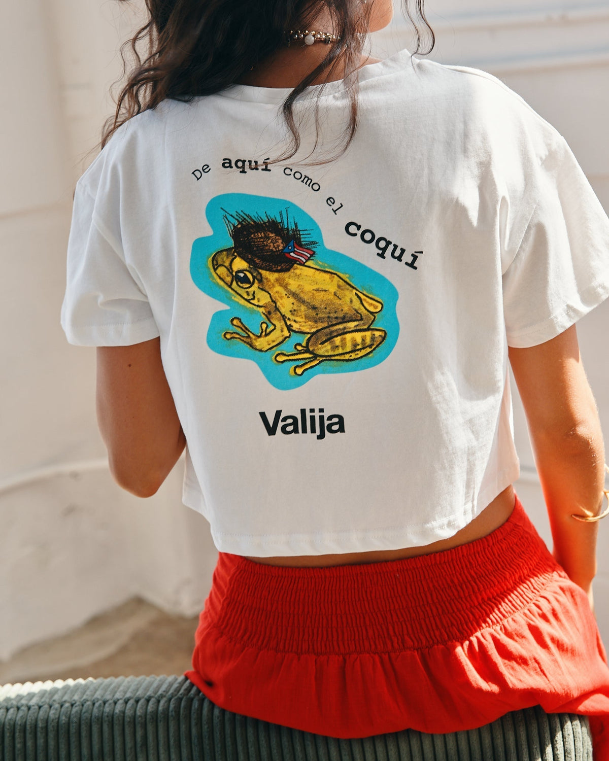 Coqui graphic tee in white featuring Puerto Rican culture, editors picks