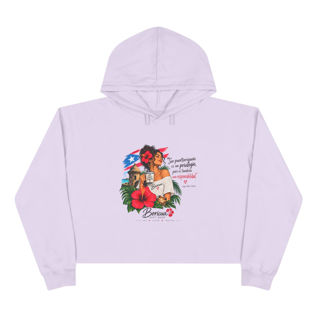 Puerto Rican Floral Crop Hoodie — Boricua Pride Graphic