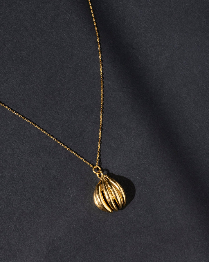 Valija 18k gold plated plantain pendant necklace with a unique design on a delicate chain