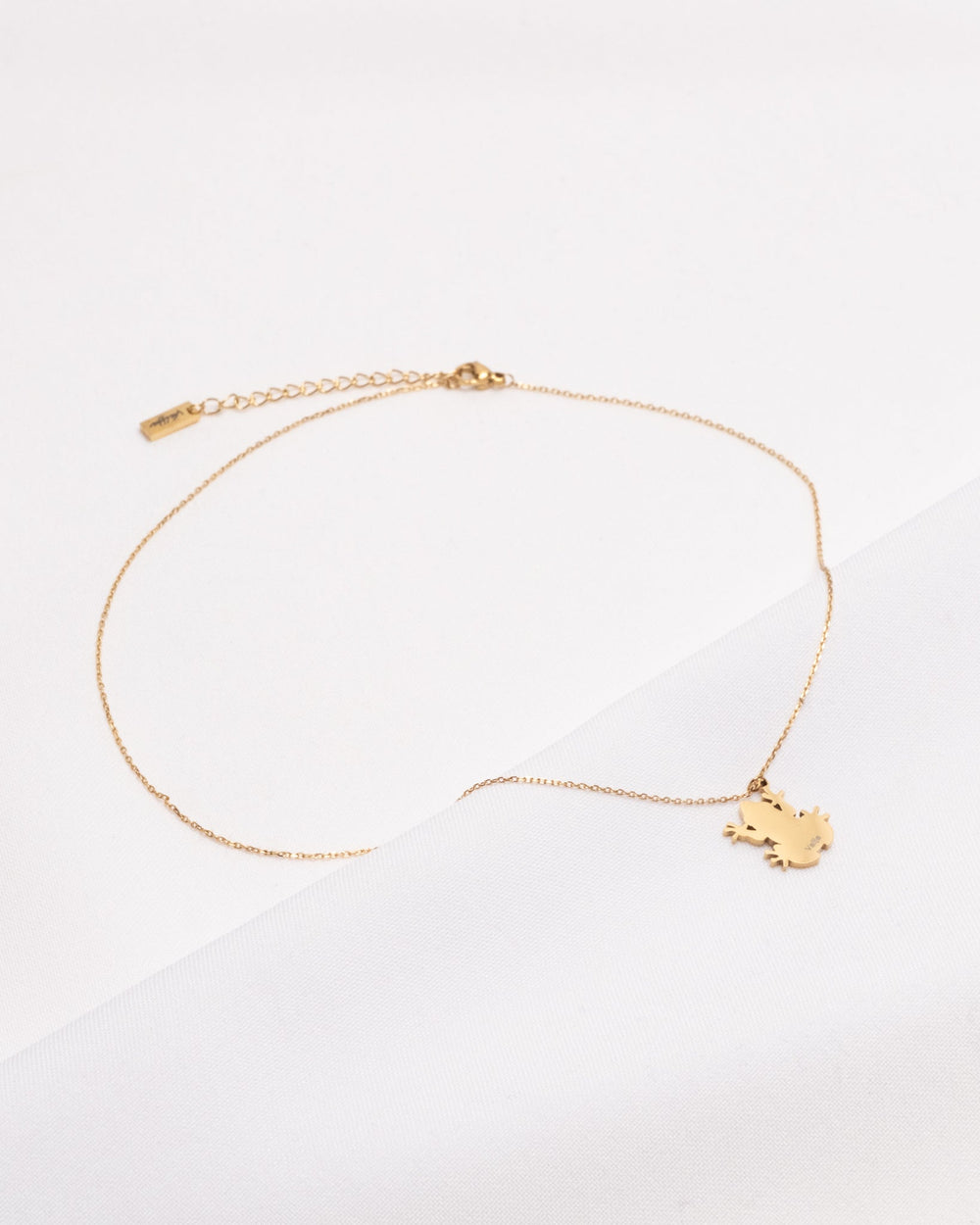 Elegant 18K plated Coquí necklace featuring a delicate charm and adjustable chain for a minimalist look