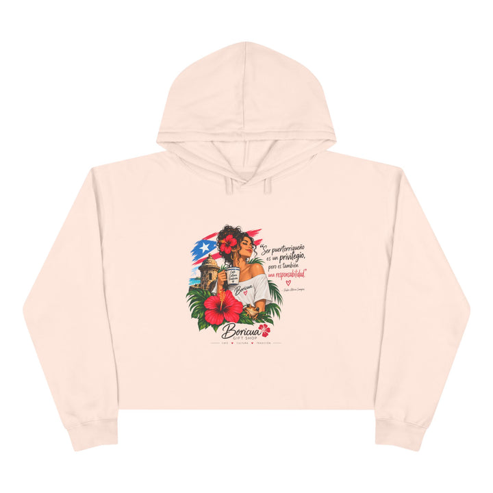 Puerto Rican Floral Crop Hoodie — Boricua Pride Graphic