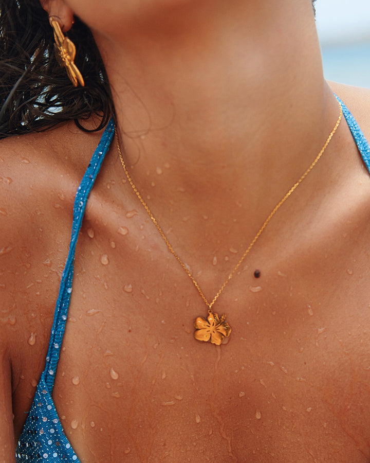 18K Gold Plated Flor de Maga Necklace – Puerto Rican Flower