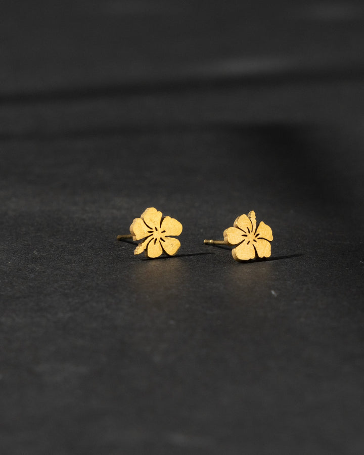 18K Gold Plated Flor de Maga Stud Earrings | Puerto Rican Flower Jewelry
