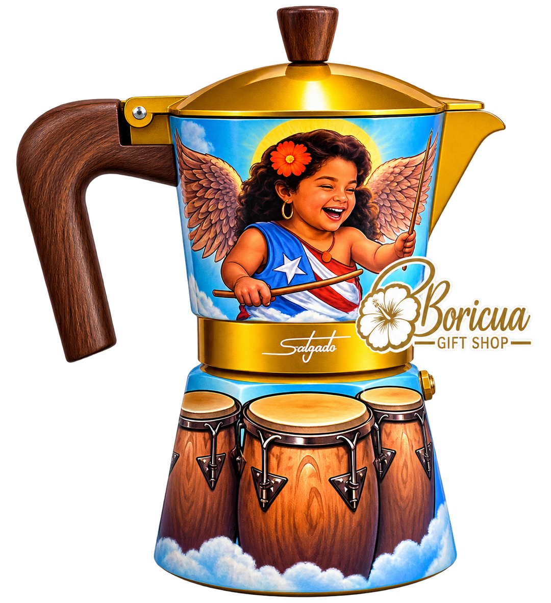 Música Celestial by Juan Salgado – Limited Edition Puerto Rican Greca (6-Cup) | Cocina Criolla