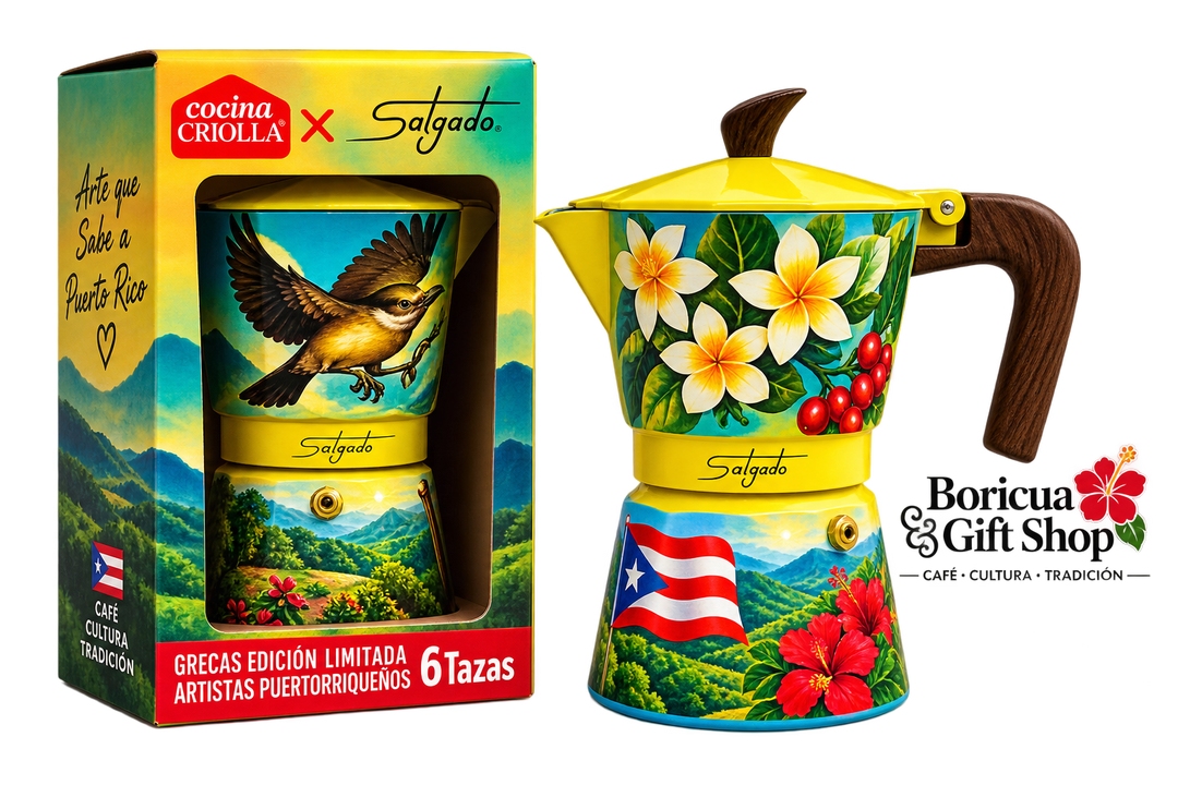 “Mirando a Lo Alto” by Juan Salgado – Limited Edition Puerto Rican Greca | 6-Cup Moka Pot