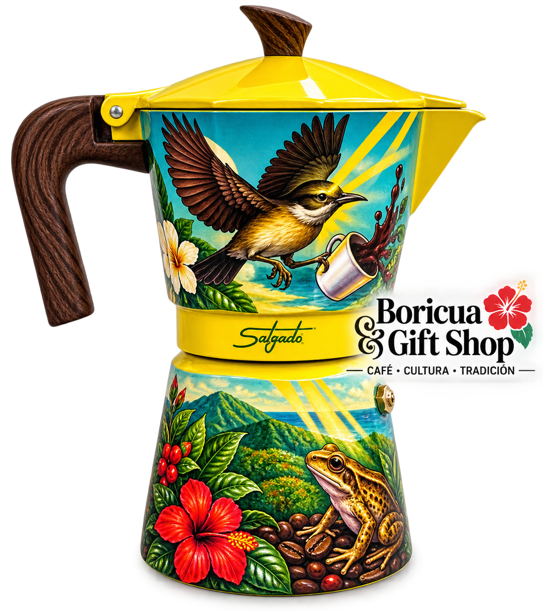 “Mirando a Lo Alto” by Juan Salgado – Limited Edition Puerto Rican Greca | 6-Cup Moka Pot