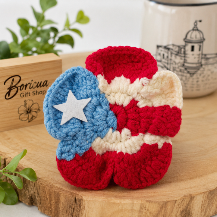 Handmade Puerto Rican Crochet Flower Hair Clip