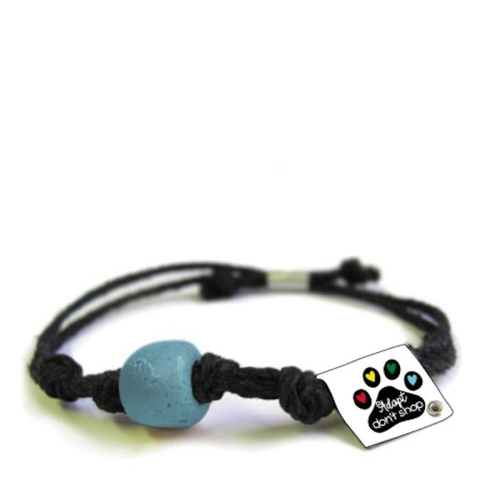 Earth Bands Adopt Don't Shop Bracelet with Blue Bead and Adjustable Strap for Pet Lovers
