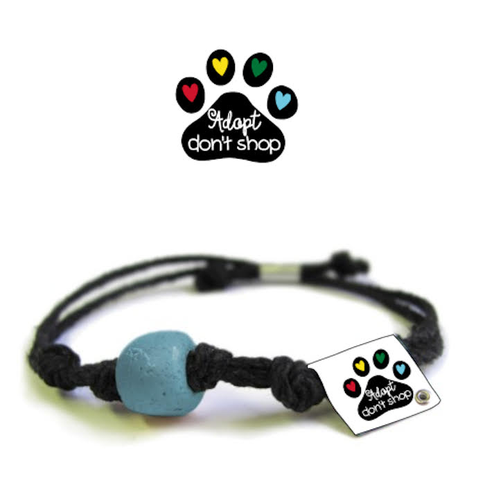 Earth Bands Adopt Don't Shop Bracelet with Colorful Paw Print and Stylish Bead