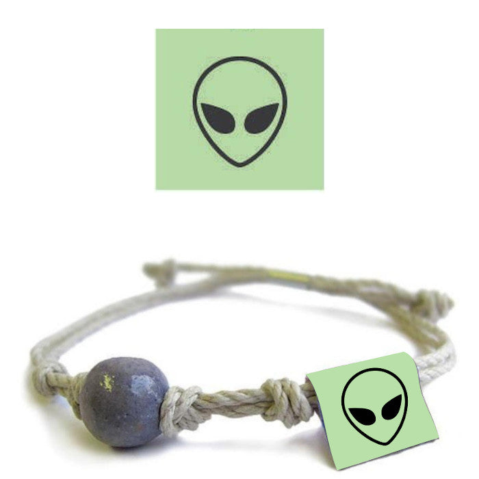 Earth Bands alien friendship bracelet handmade featuring a unique design with an alien motif