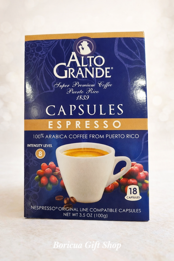 Alto Grande Espresso Capsules with 100% arabica bean coffee from Puerto Rico