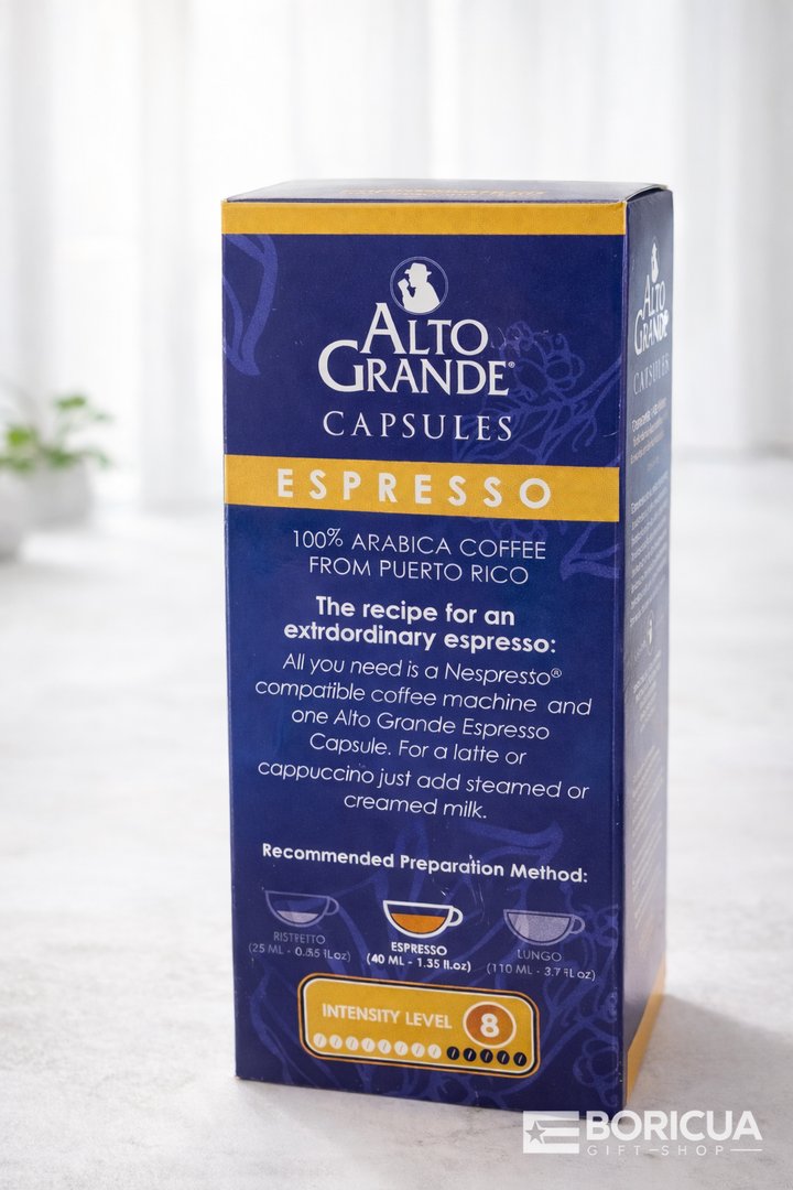 Alto Grande Espresso Capsules for arabica bean coffee from Puerto Rico