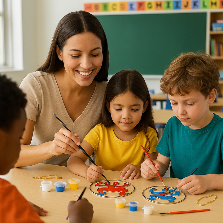 Kids engaging in a Boricua cultural craft activity for kids with vibrant colors and creative expression.