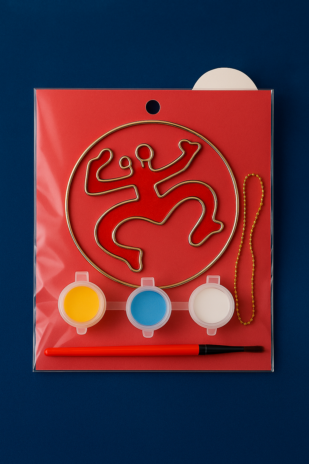 Boricua cultural craft activity for kids featuring a colorful craft kit with wire figure and paint