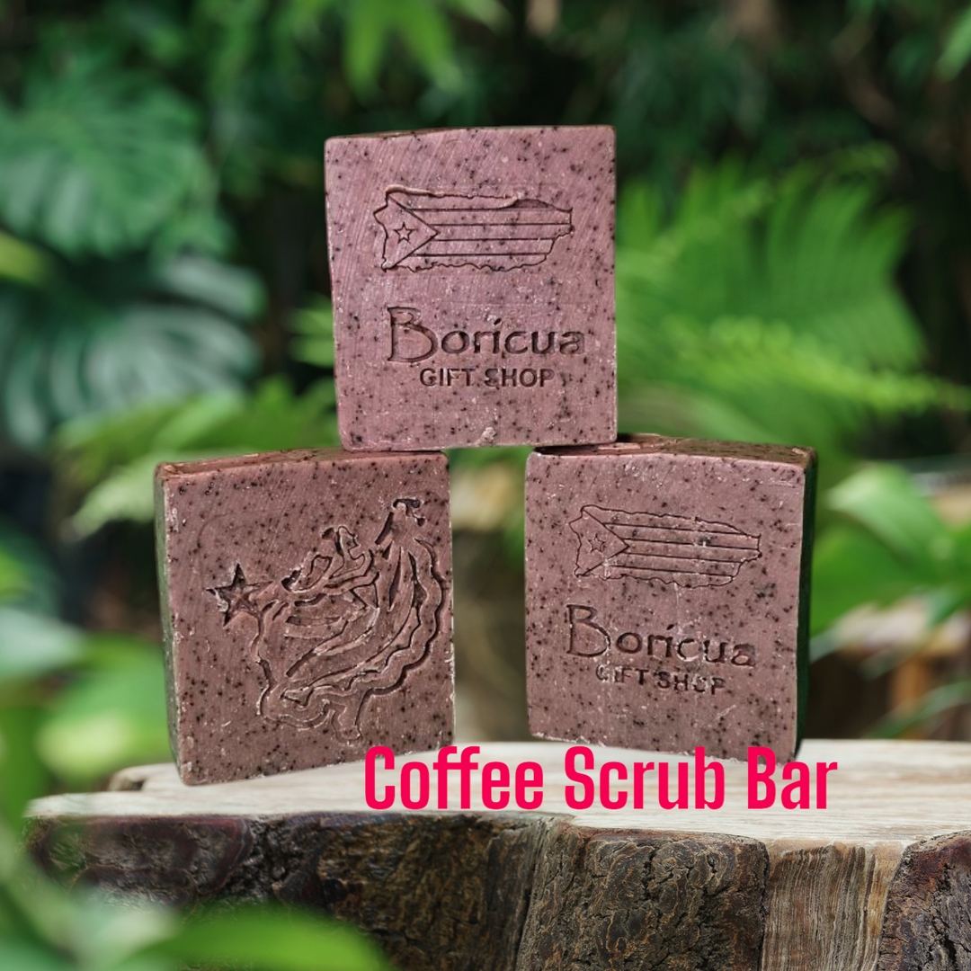 Boricua Gift Shop exfoliating coffee soap bar with natural coffee grounds for deep skin cleansing