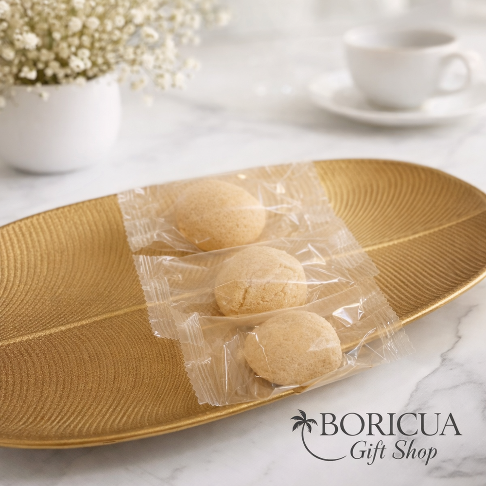 Guava cookies packaged on a golden plate from Puerto Rico