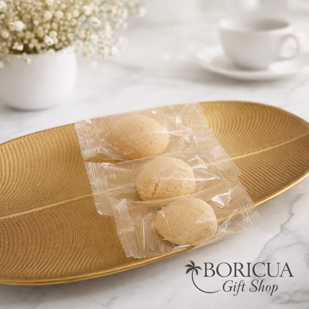 Guava cookies packaged on a golden plate from Puerto Rico