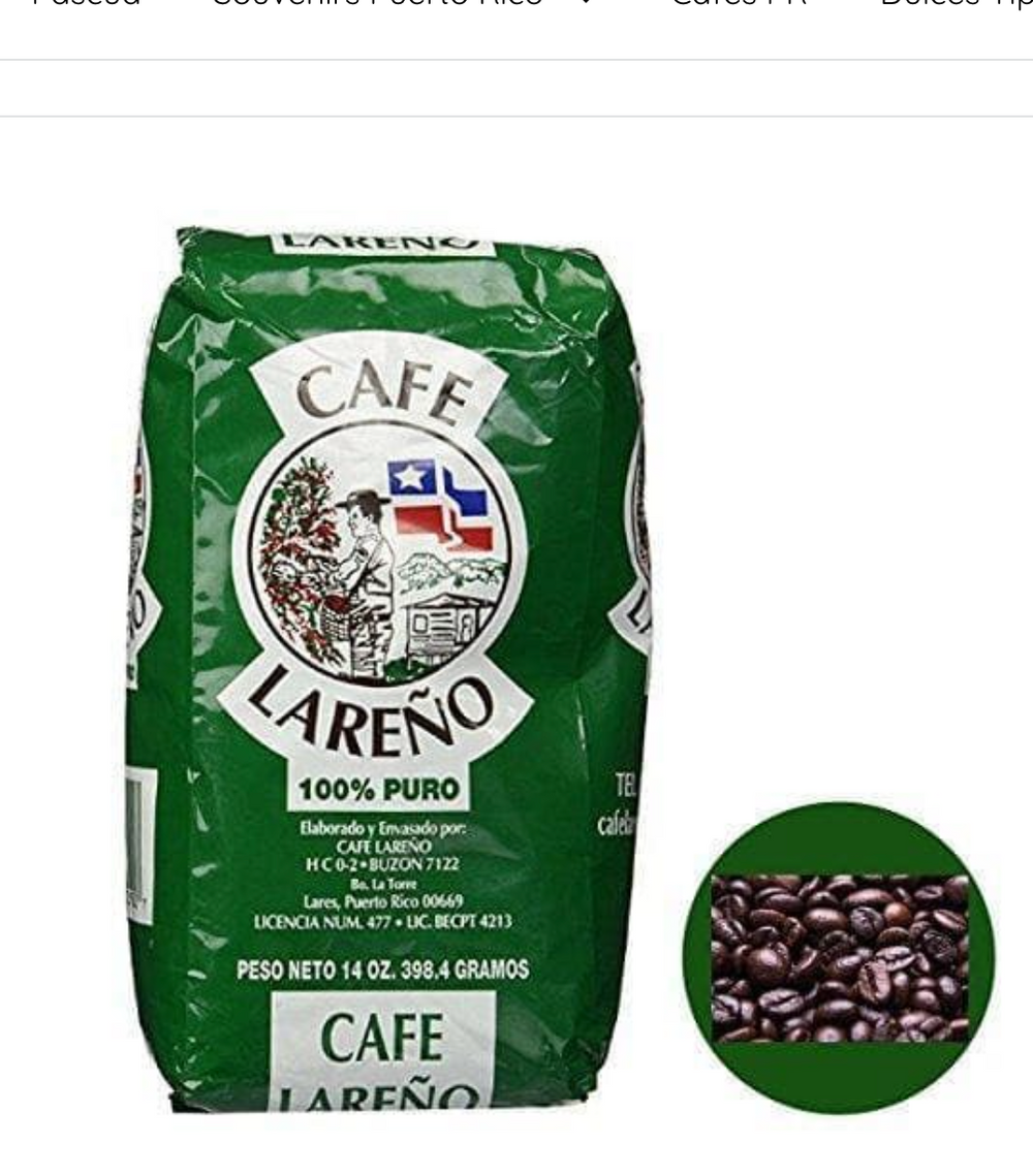 Café Lareño 100% Puro coffee bag highlighting pure Puerto Rican coffee with rich flavor