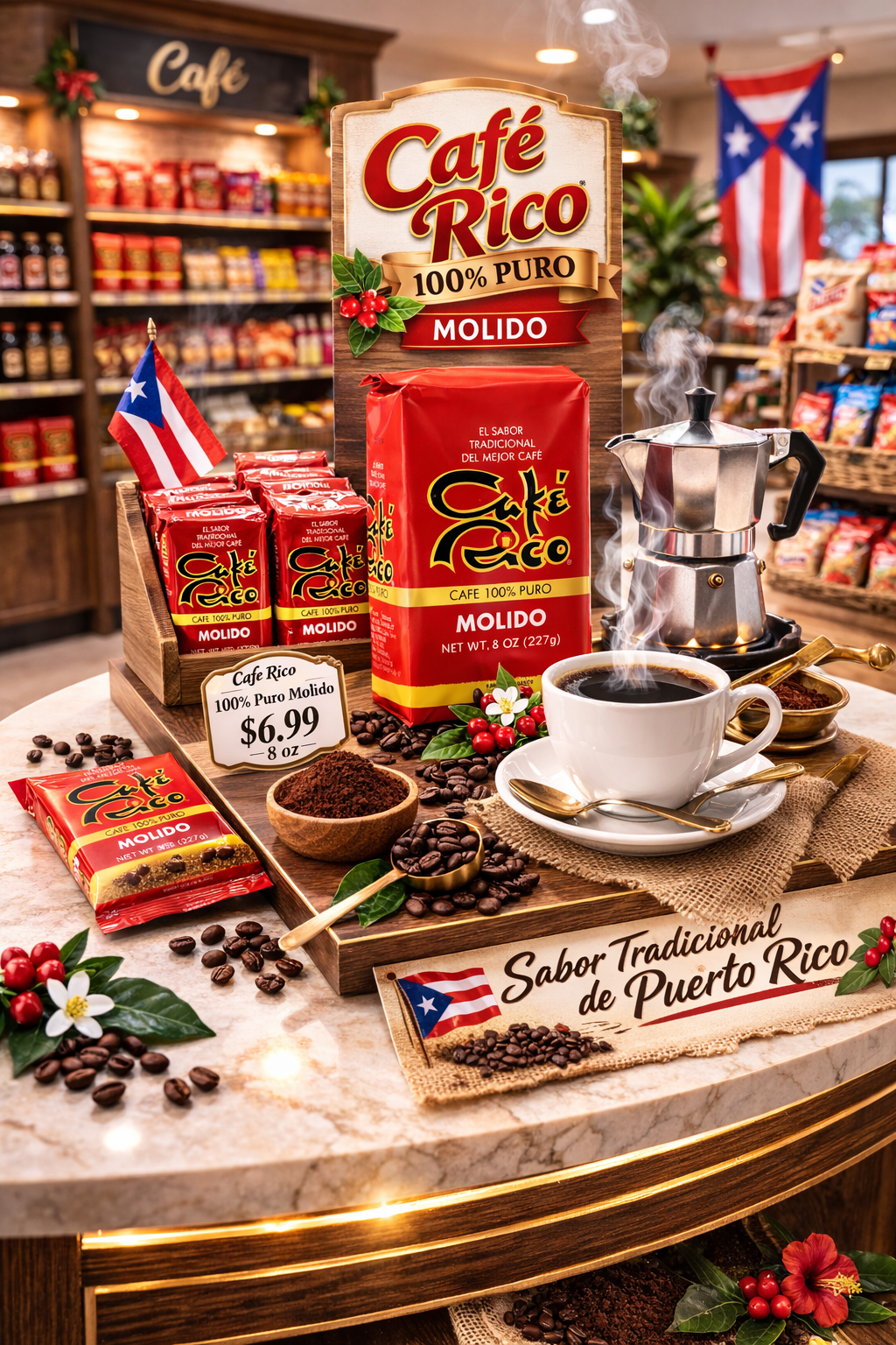 Café Rico 100% Pure Molido Ground Coffee from Puerto Rico