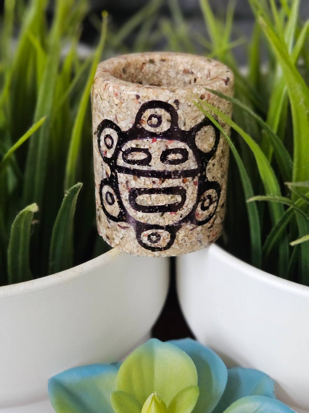 Lagunarte cultural shot glass gift featuring a traditional design with earthy tones and unique patterns