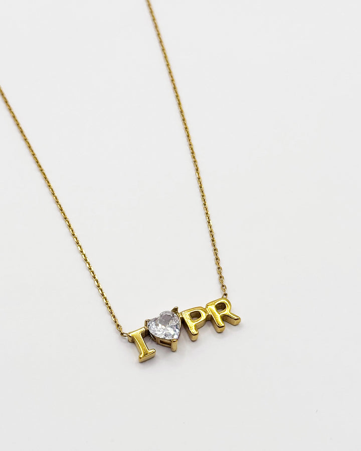 18K Plated I LOVE PR Necklace