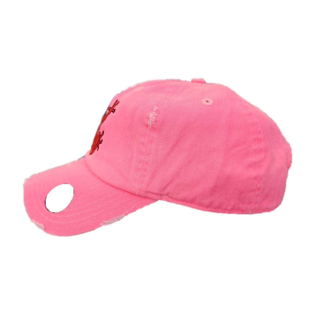 Pink dad hat from Peligro Sports for casual wear