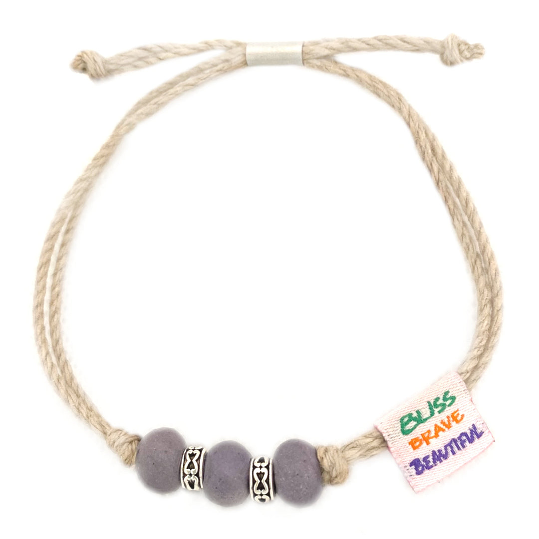 Bliss brave beautiful bracelet with gray beads and adjustable rope for a stylish accessory
