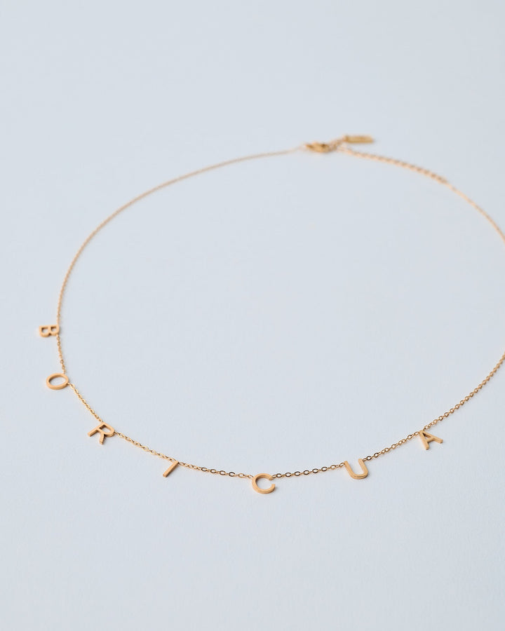 Gold-plated necklace with Boricua letters for a stylish look