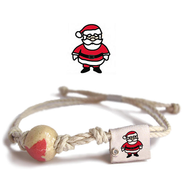 Earth Bands Handmade Christmas Santa Gift Bracelet with Decorative Bead and Rope Design