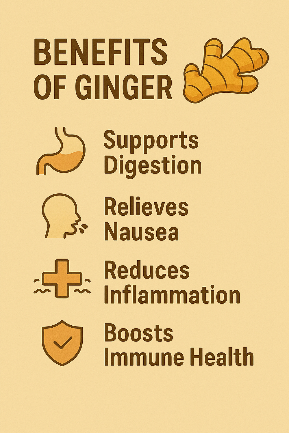 Boricua Gift Shop Puerto Rican ginger lollipop benefits infographic shows digestion nausea inflammation and immune support