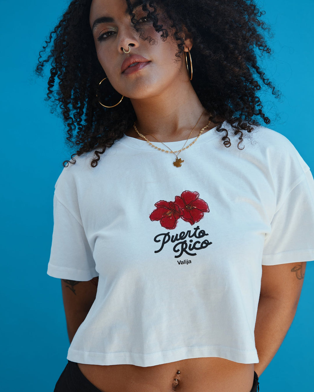 La Rincon Maga top for women featuring floral design and Puerto Rico graphic by Valija