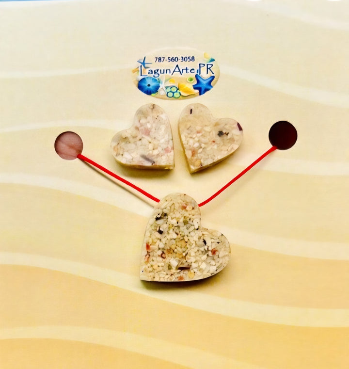 Lagunarte Puerto Rican Jewelry Set featuring heart-shaped pieces with natural stone textures