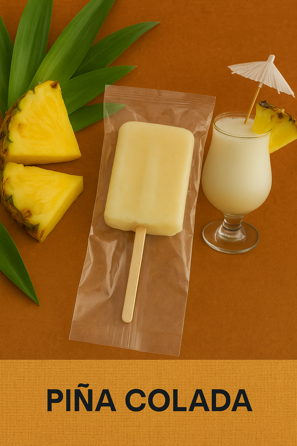 Boricua Gift Shop pina colada popsicle candy with pineapple slices and cocktail showcasing traditional Puerto Rican sweets