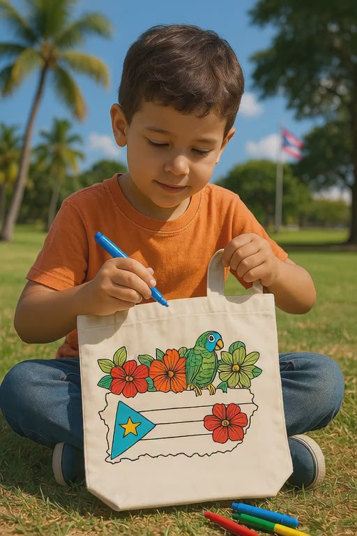 Boricua Gift Shop Puerto Rico Coloring Tote Bag for Kids