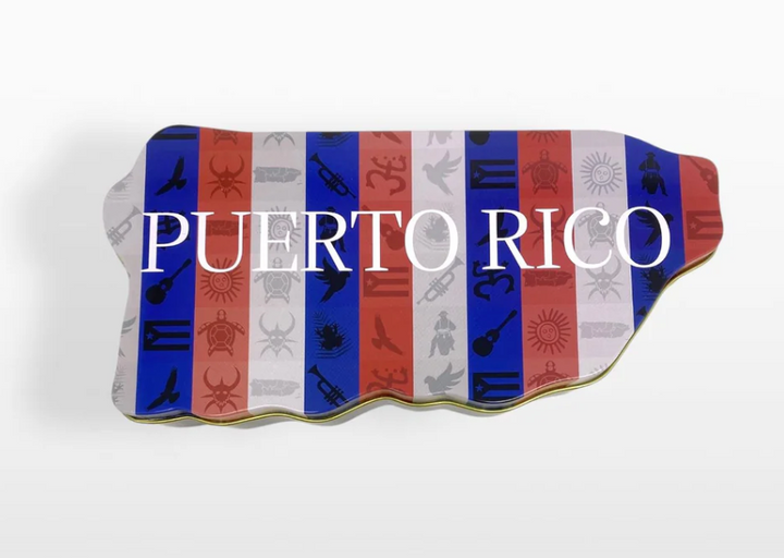 Puerto Rican butter cookies tin featuring the vibrant flag design of Puerto Rico