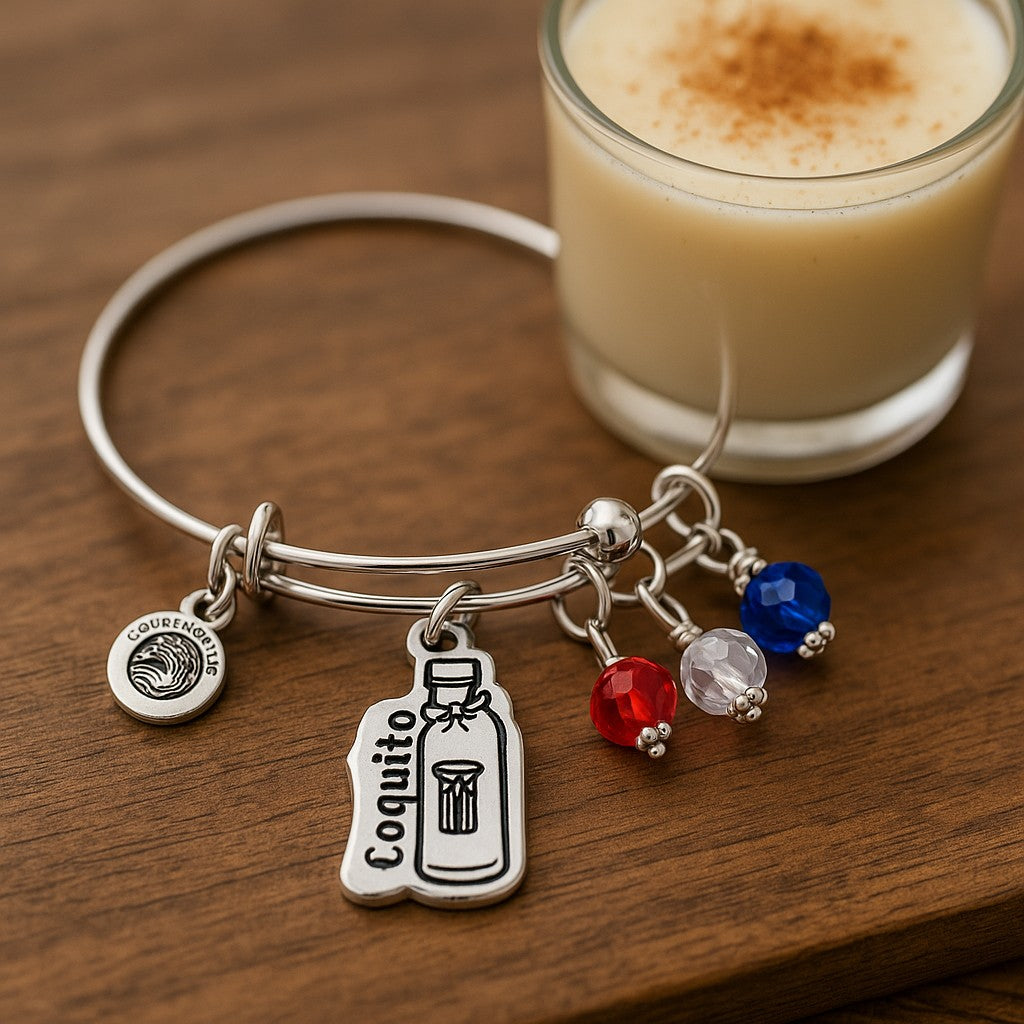 Chubby Chico Puerto Rican Coquito Bracelet with Charms and Colorful Beads for Festive Celebrations