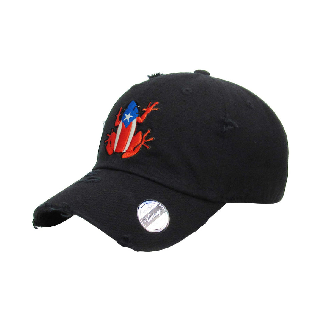 Black Peligro Sports Hat with Puerto Rico Frog Logo