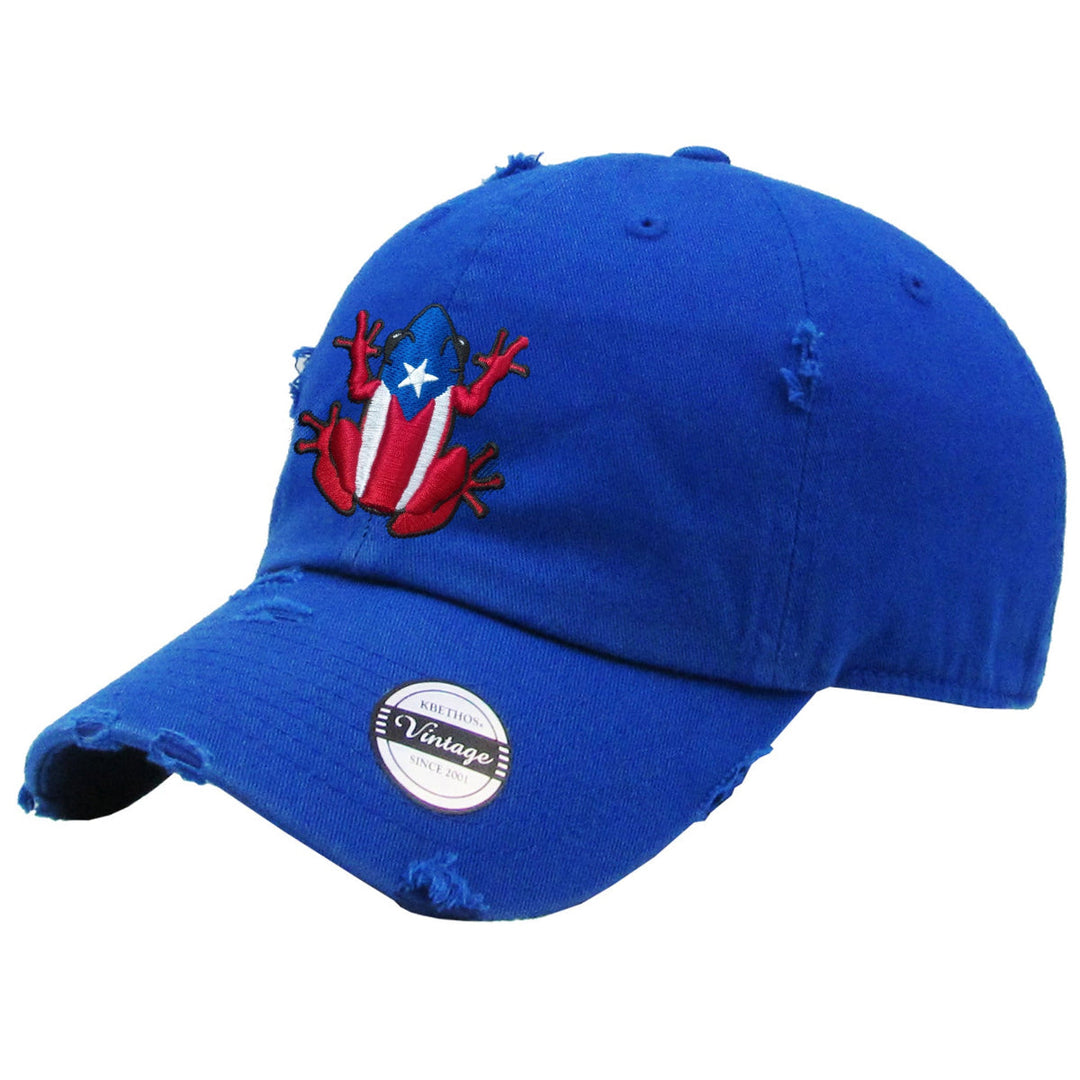 Peligro Sports Blue Cap with Puerto Rico Frog Design