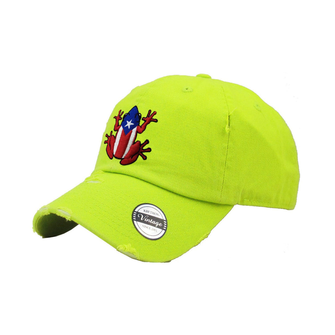 Peligro Sports Lime Green Cap with Puerto Rico Frog Design