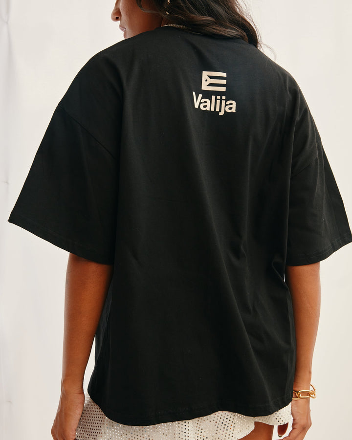 Black Puerto Rico graphic t-shirt by Valija with a relaxed fit and logo on the back