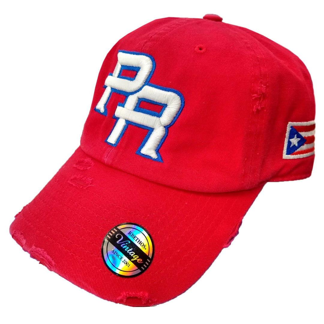 Red Peligro Sports Puerto Rico hat with embroidered PR logo and flag patch