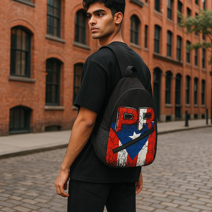 Puerto Rico sling bag featuring a vibrant design with PR letters and flag colors for stylish use