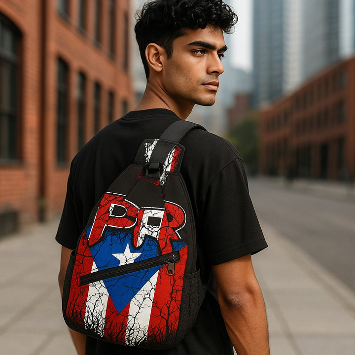 Stylish Puerto Rico sling bag featuring the flag design for everyday use and travel