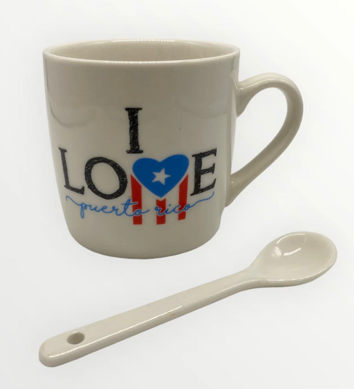 I Love Puerto Rico Souvenir Cup with Spoon for enjoying your favorite beverages