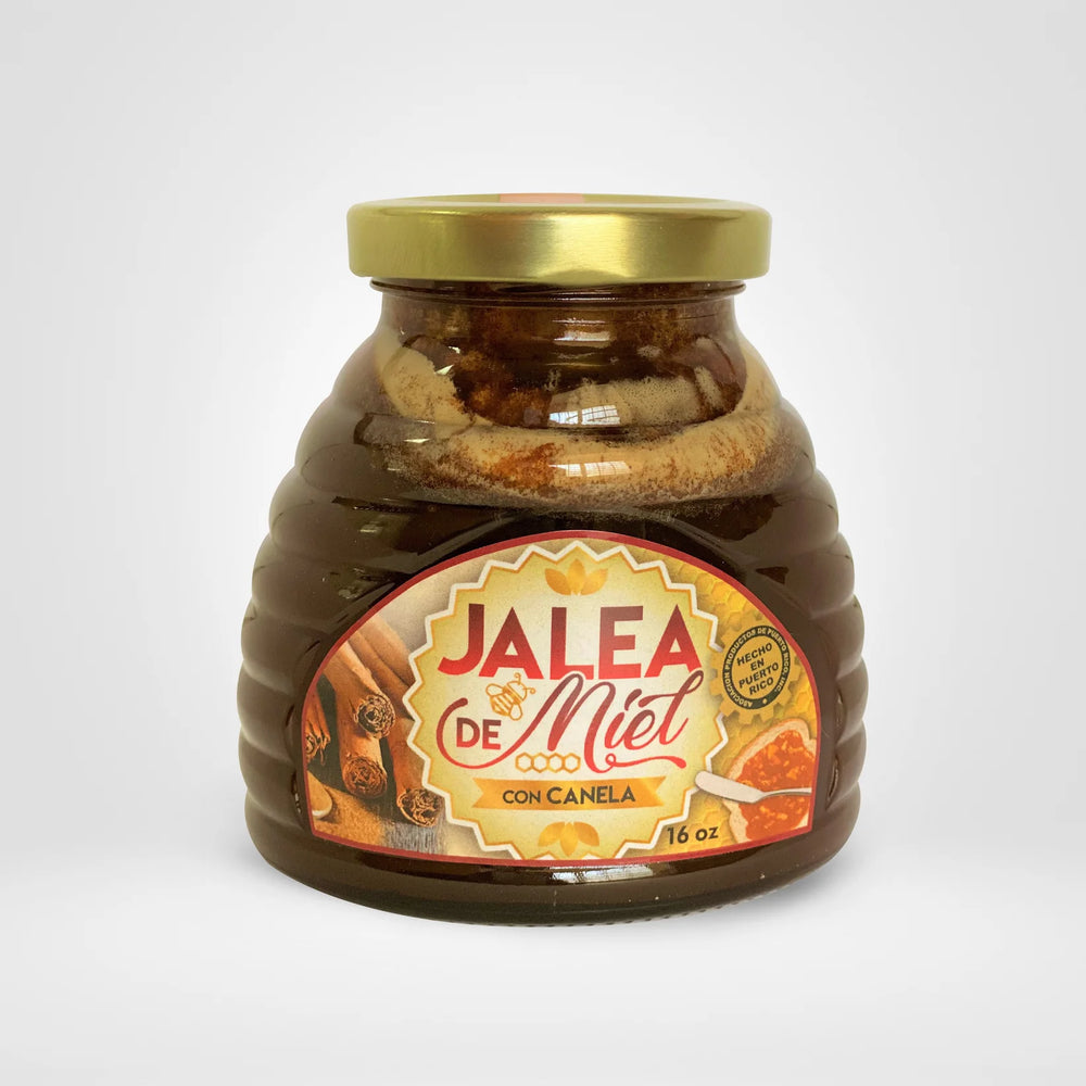 Apiarios Caraballo turmeric cinnamon ginger jelly in a honey jar, perfect for sweetening dishes