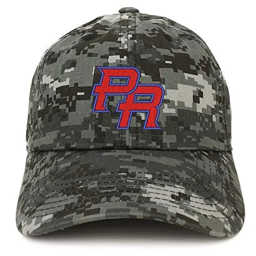 Unisex Puerto Rican Cap in camo design featuring embroidered PR logo on the front