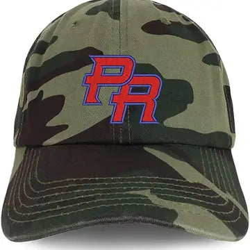 Camo Unisex Puerto Rican Cap with PR Logo in Bold Colors for Stylish Fans