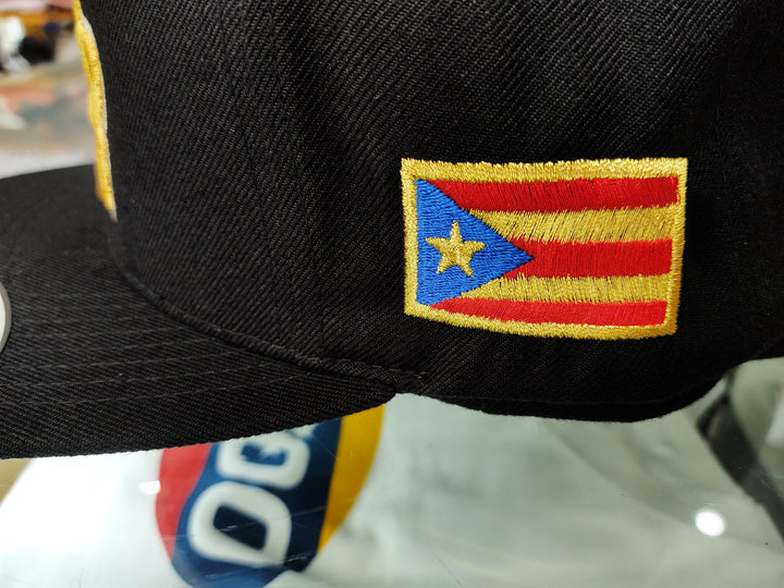 Black snapback hat with Puerto Rico flag embroidery