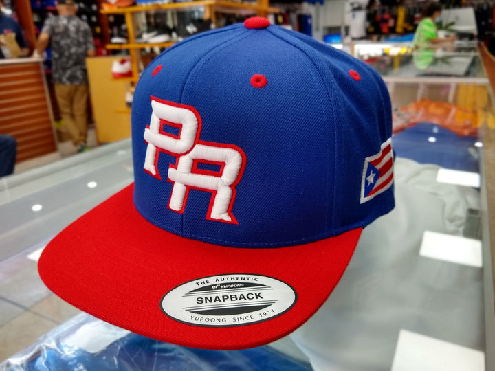 Peligro Sports PR Snapback Hat in Blue and Red for Boricua Fans